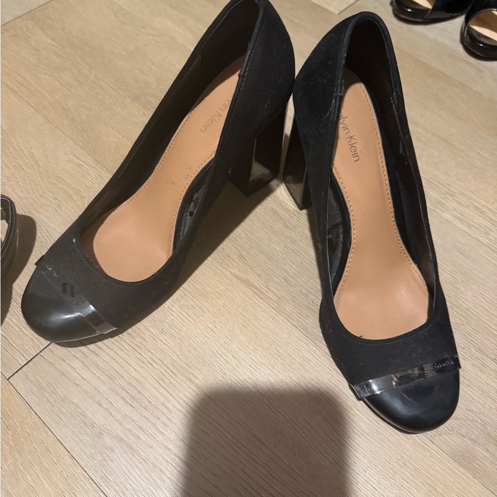 Calvin Klein Black Peep Toe Heels